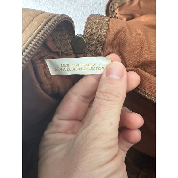 VTG Dilana Design Coll. Genuine Leather Backpack Travel Top Zipper Retro BOHO - Picture 8 of 15